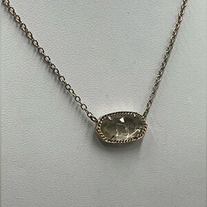 Kendra‎ Scott Elisa Gold Plated Yellow Clear Faceted Prong Set Glass Necklace